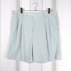 BERLE Shorts‎ Mens 36 Seersucker Pleated Preppy Striped Yachtcore Country Club